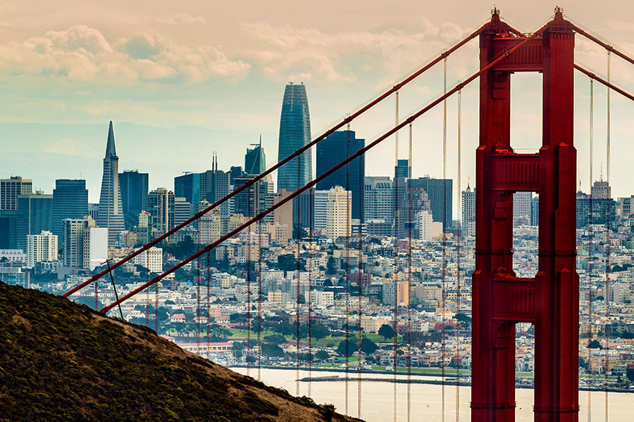 The Golden Gate Bridge and San Francisco skyline